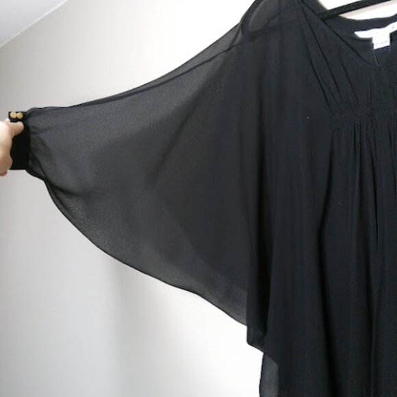 DIANE VON FURSTENBERG | NWT Sheer Silk Chiffon Black Mini Fleurette Dress 2 - Picture 5 of 15